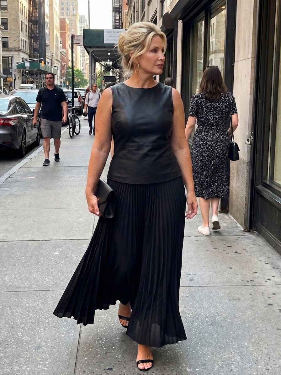 Fauna | Gestructureerde Mouwloze Corsage Met Plissé Rok Set
