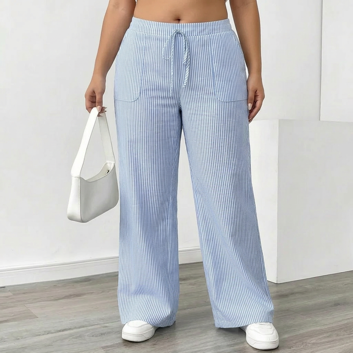 Saffraan | Gestreepte Broek Met Zakken