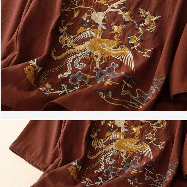 Anwen - Pure Katoenen Geborduurd Comfortabel Top