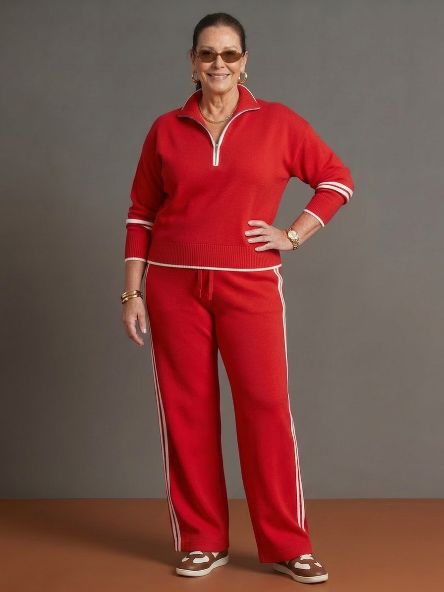 Greer | Zip Nek Lange Mouw Zijdestreep Leggings Set