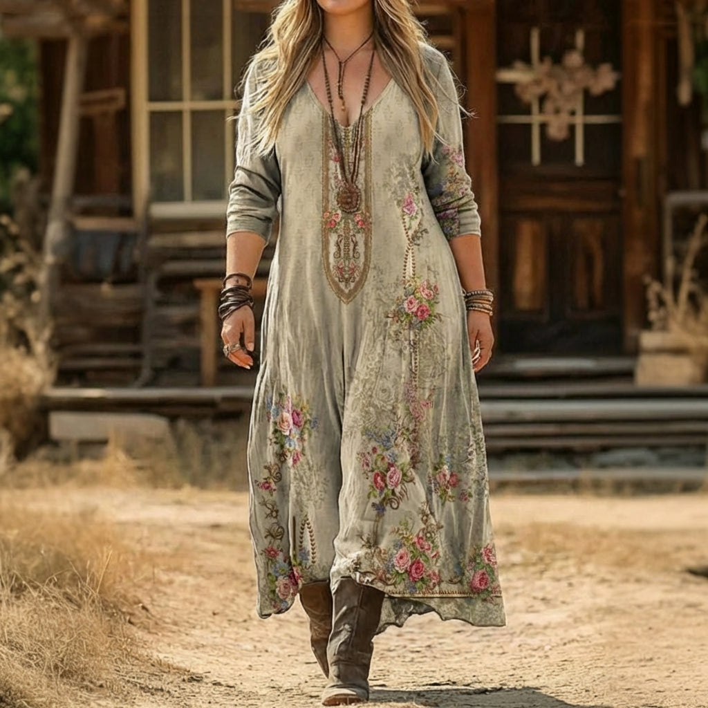 Camille | Vintage-geïnspireerde Lange Mouw Casual Jurk