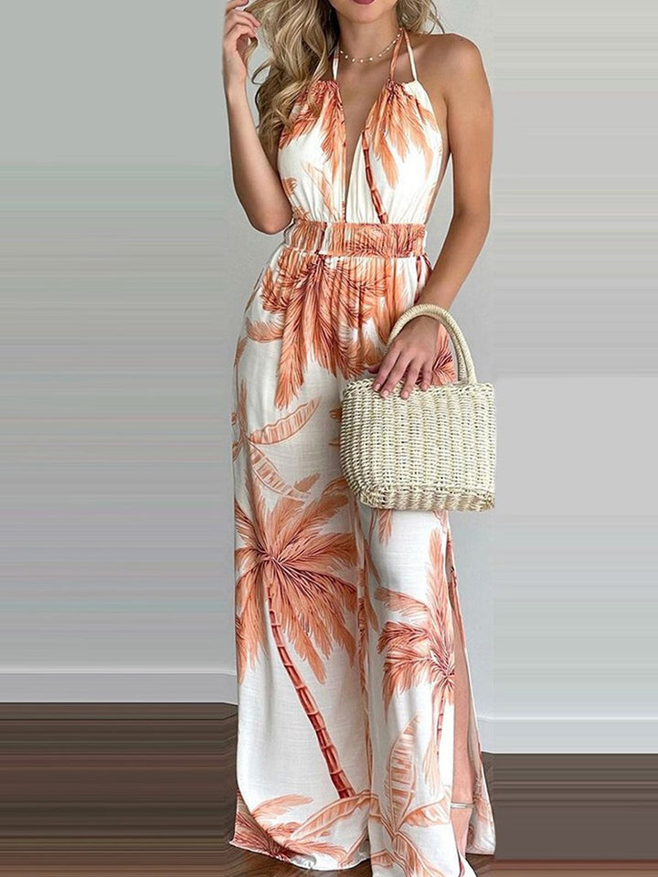 Cordelia - Sling Bladprint Jumpsuit