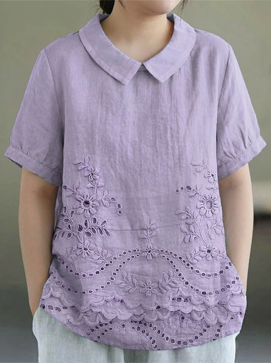 Hazel | Bloemige Geborduurde Shirt