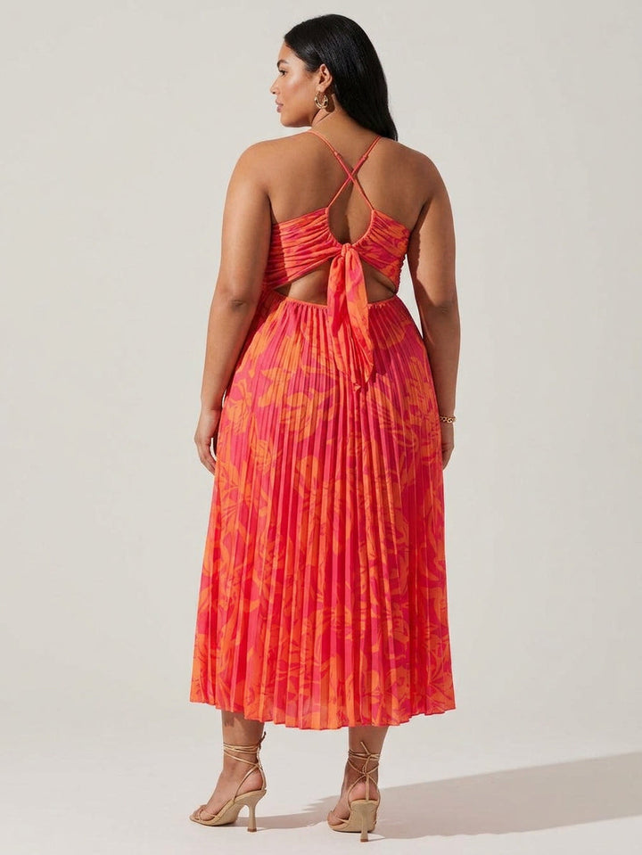 Giselle | Kust Chic Elegante Bloemenprint Plissé Midi Jurk Collectie
