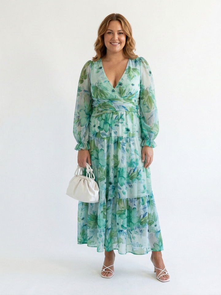 Harlow | Lange Mouwen Bloemen Maxi Jurk