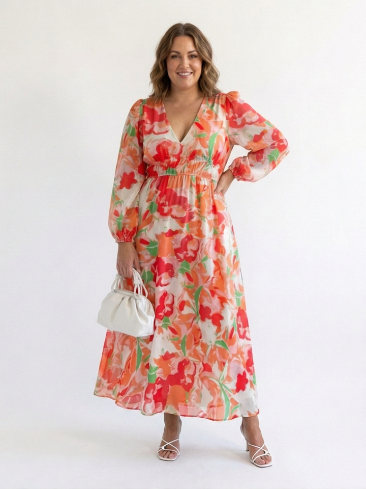 Harlow | Lange Mouwen Bloemen Maxi Jurk