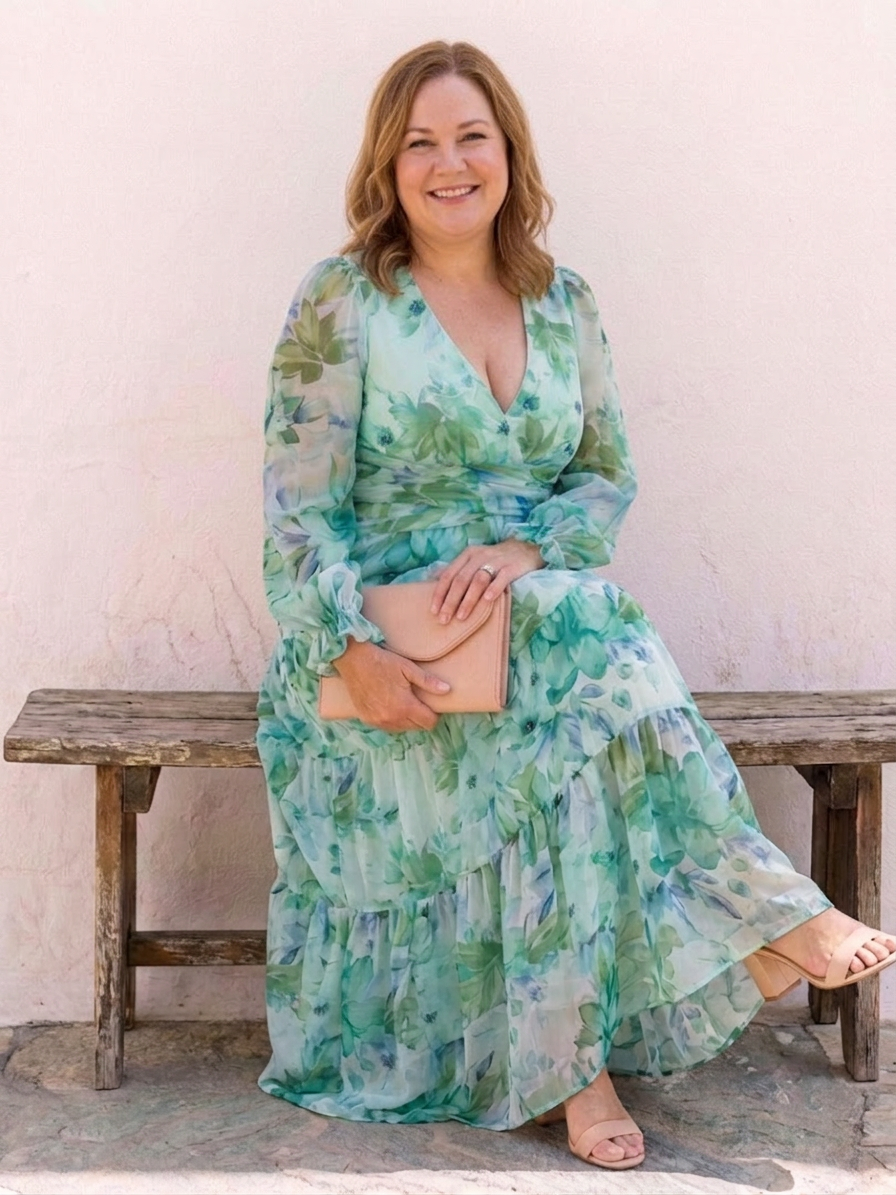 Harlow | Lange Mouwen Bloemen Maxi Jurk