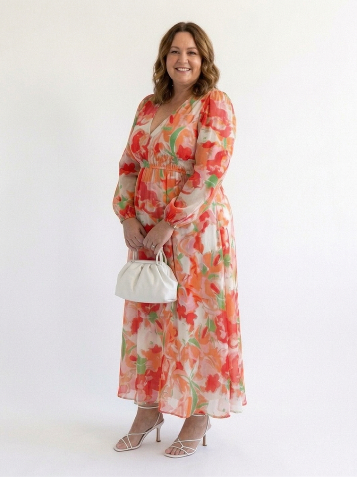 Harlow | Lange Mouwen Bloemen Maxi Jurk