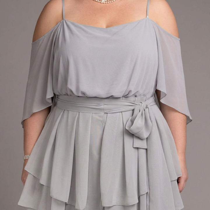 Amaya | Dames Koude-Schouder Cape-Mouw Top &amp; Gelaagde Rimpel Maxi Rok Set