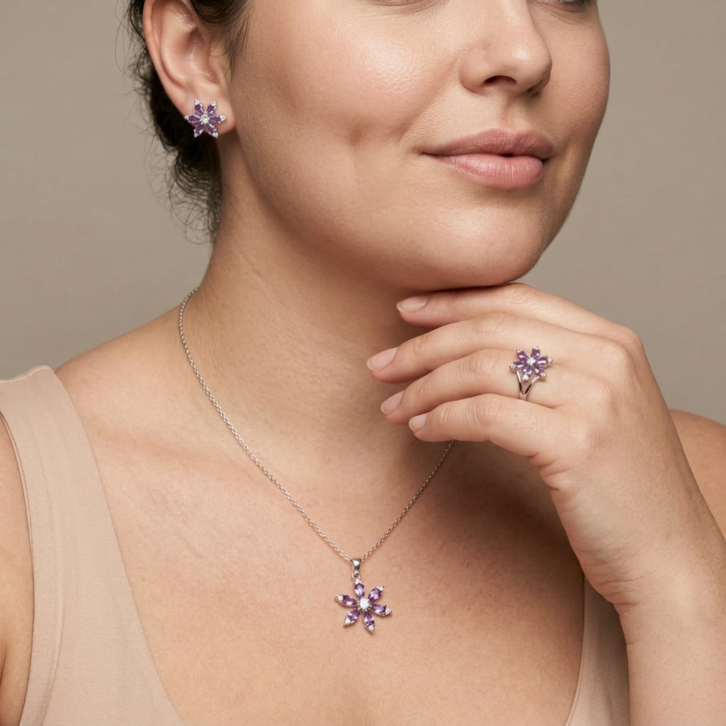 Marlowe Bloom Sieraadset | Wit Goud