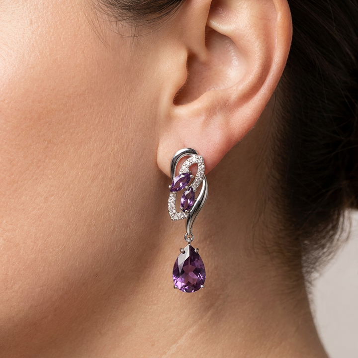 Parel Glans Dangle Oorbellen | Wit Goud
