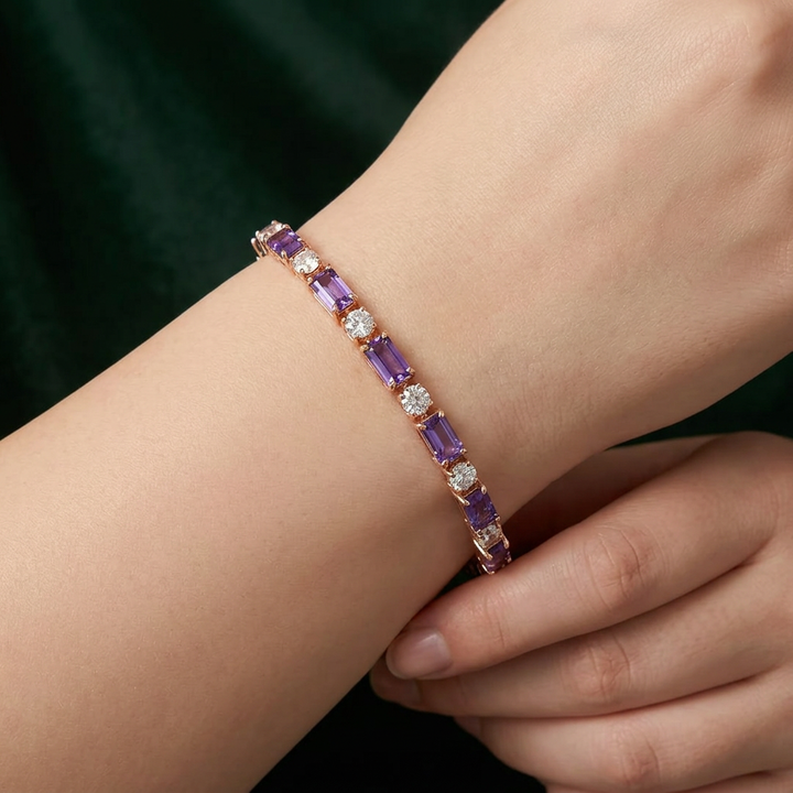 Cleo Prism Tennis Armband | Roze Goud