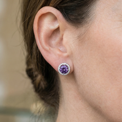 Delia Ronde Pavé Studs | Wit Goud