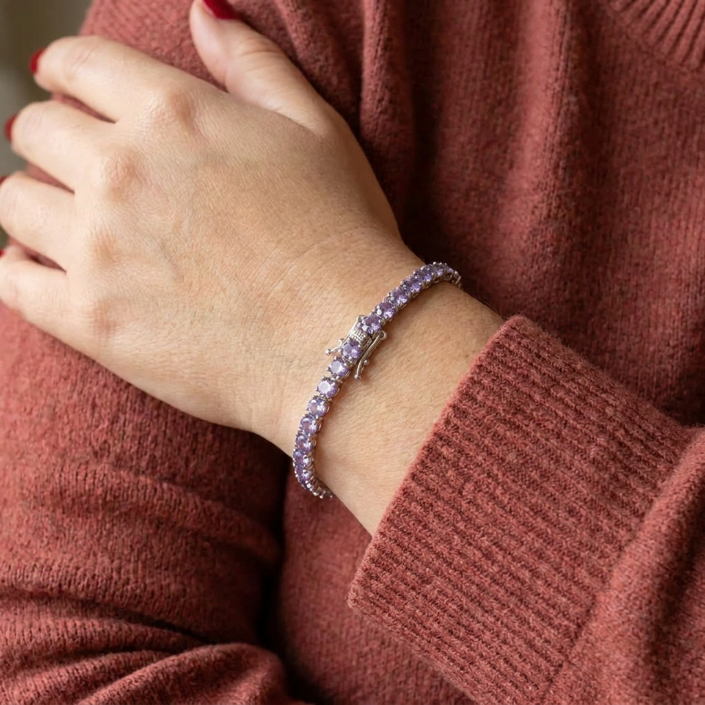 Zelda Tennisarmband | Wit Goud