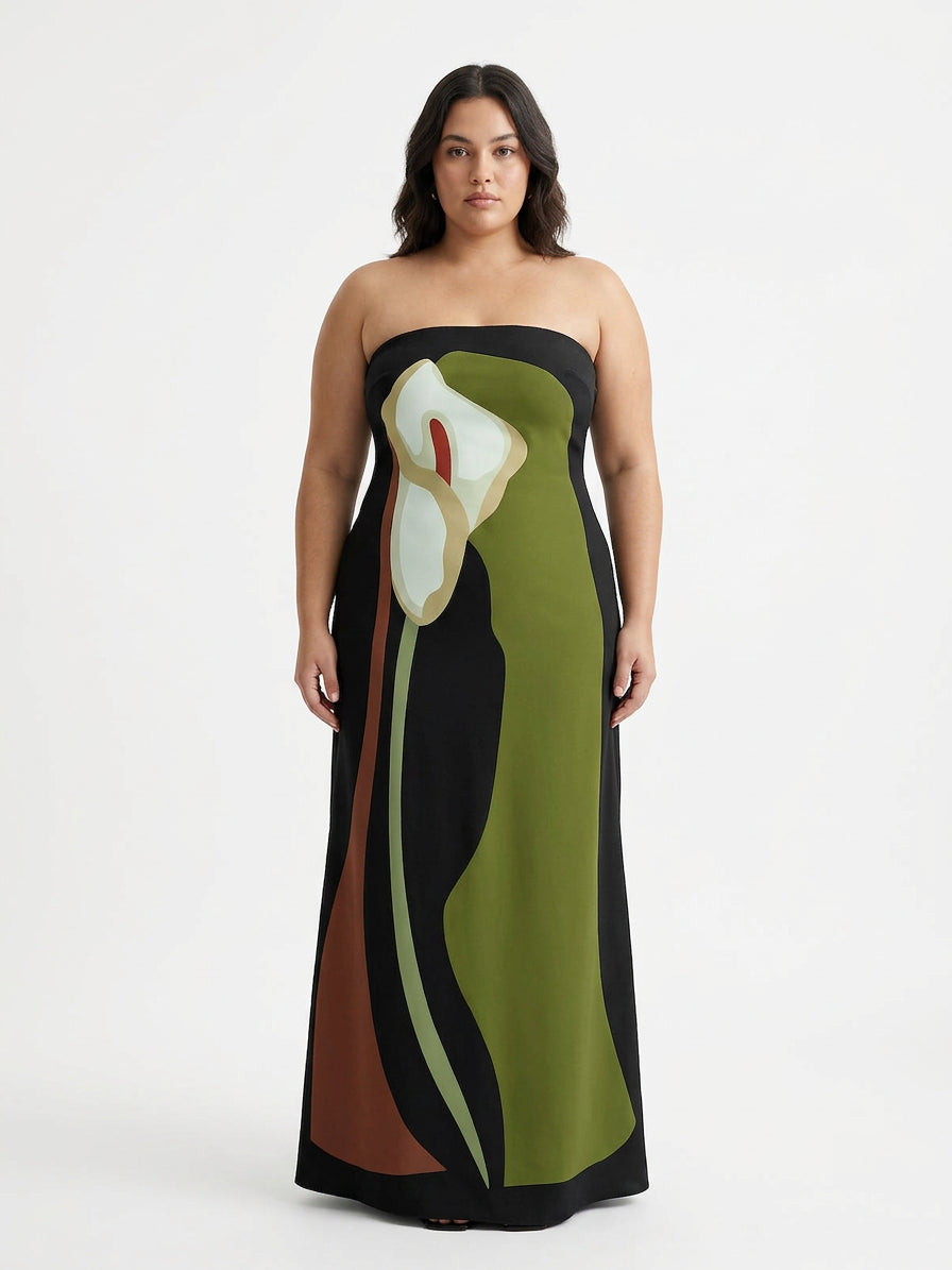 Zinnia - Abstract Strapless Maxi Dress
