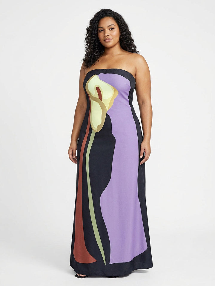 Zinnia - Abstract Strapless Maxi Dress