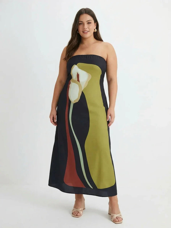 Zinnia - Abstract Strapless Maxi Dress