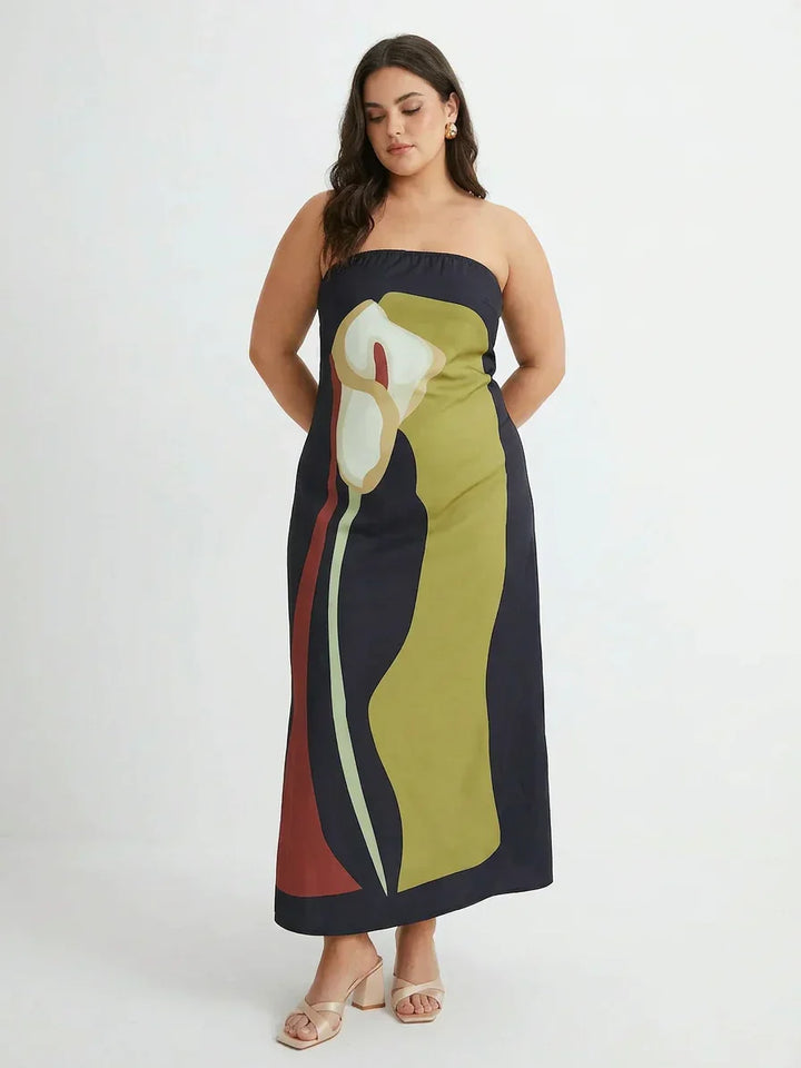 Zinnia - Abstract Strapless Maxi Dress