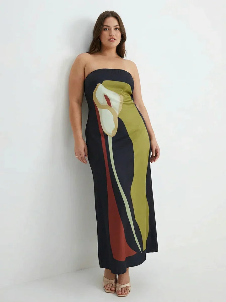 Zinnia - Abstract Strapless Maxi Dress