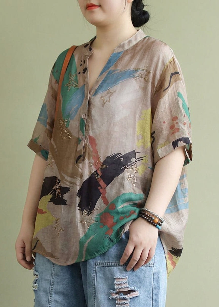 Naomi - Knop Blouse Halve Mouw