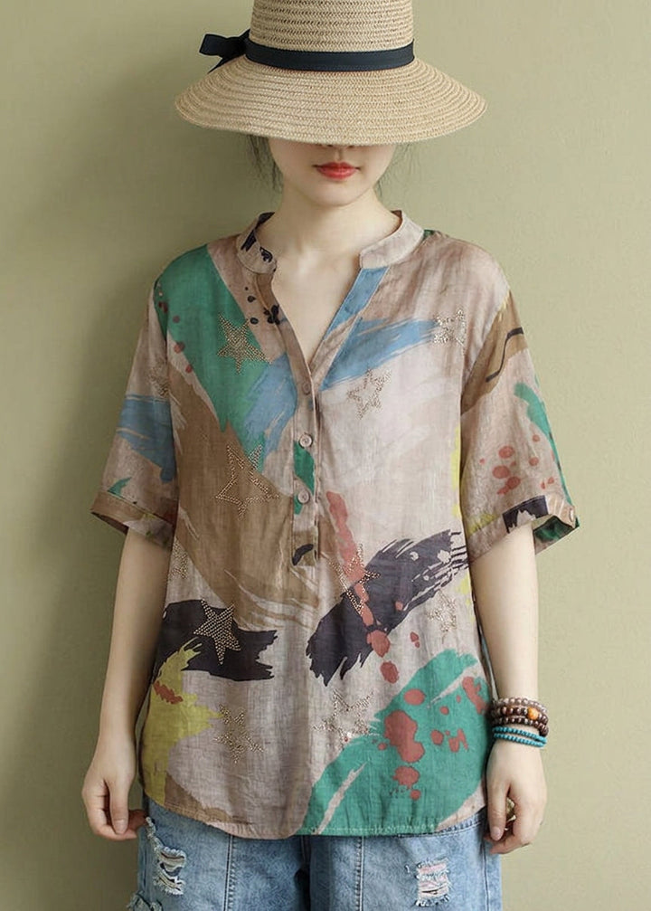 Naomi - Knop Blouse Halve Mouw