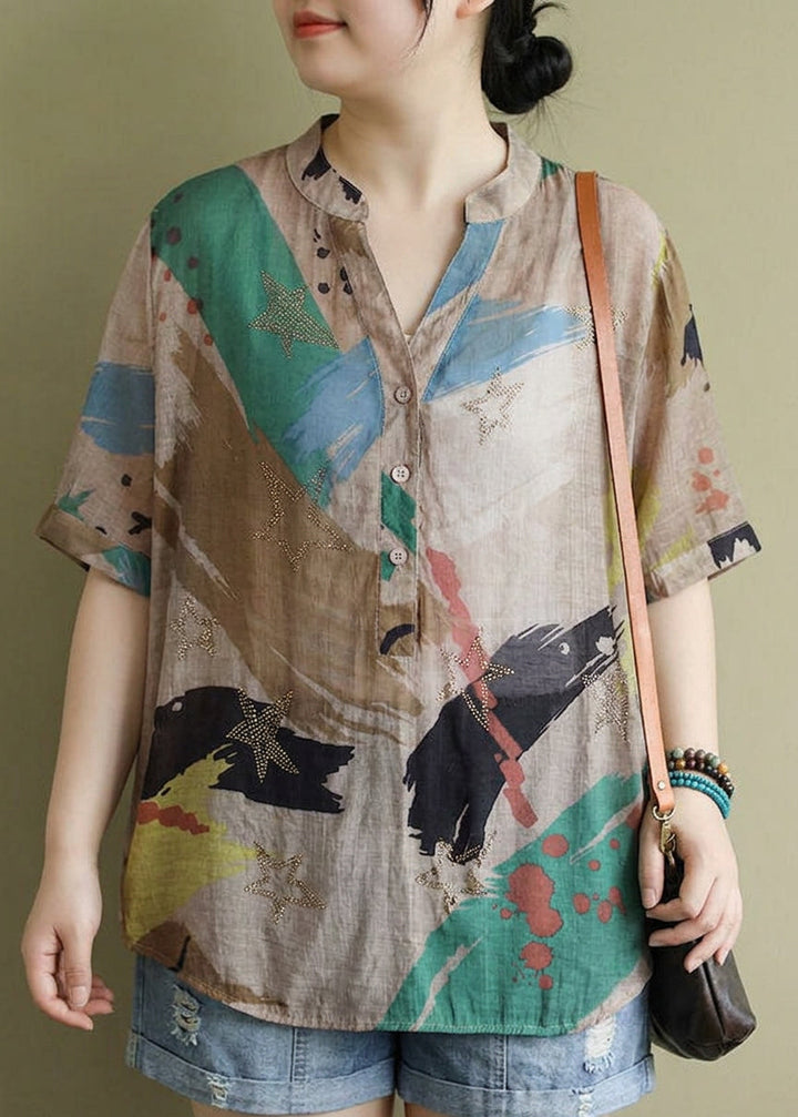 Naomi - Knop Blouse Halve Mouw