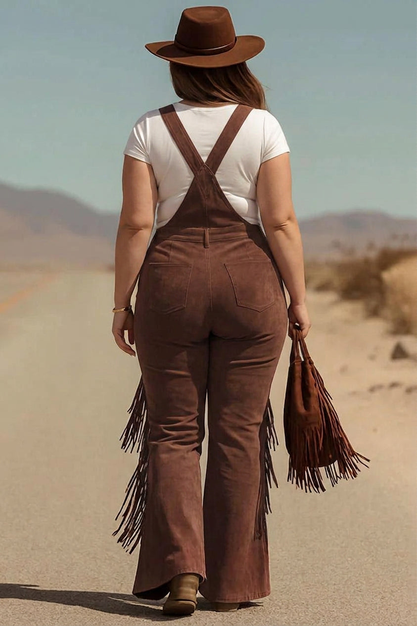 Salma - Boho Micro-Suede Overalls