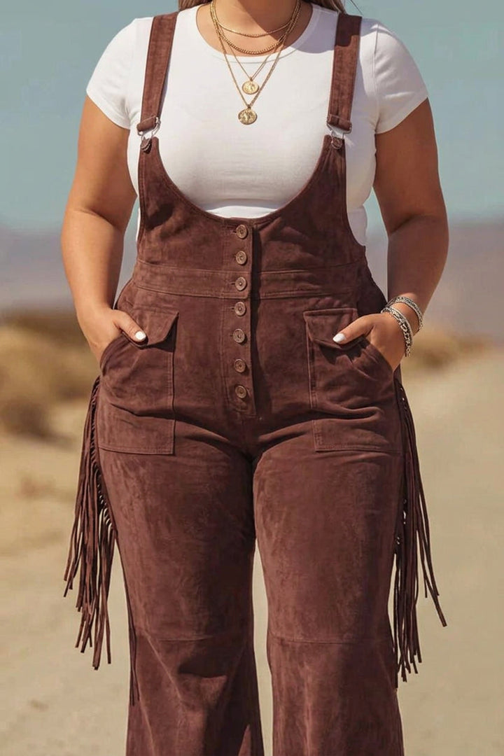 Salma - Boho Micro-Suede Overalls
