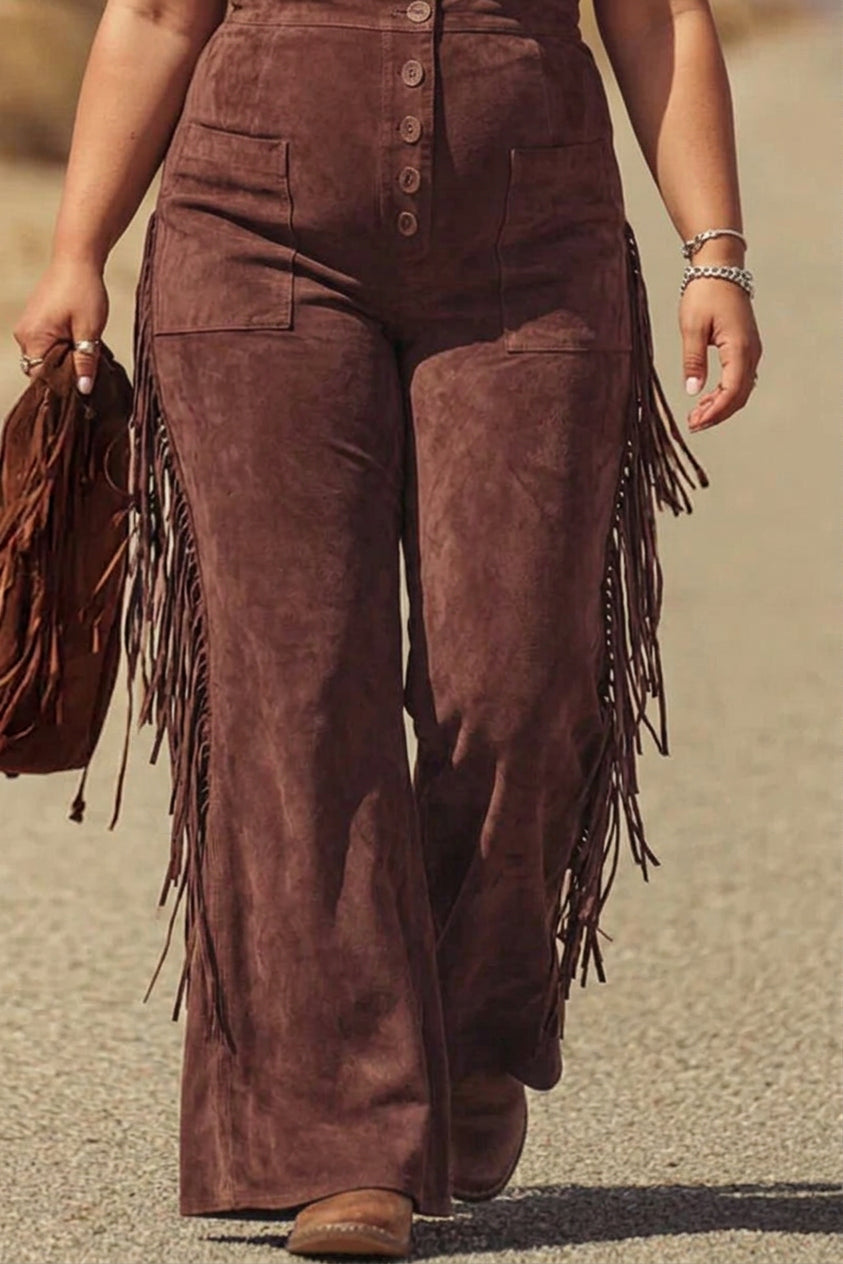 Salma - Boho Micro-Suede Overalls