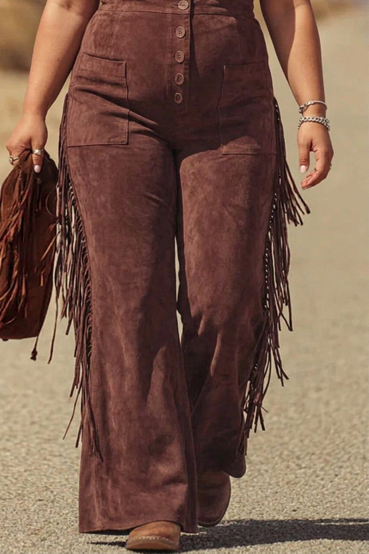 Salma - Boho Micro-Suede Overalls
