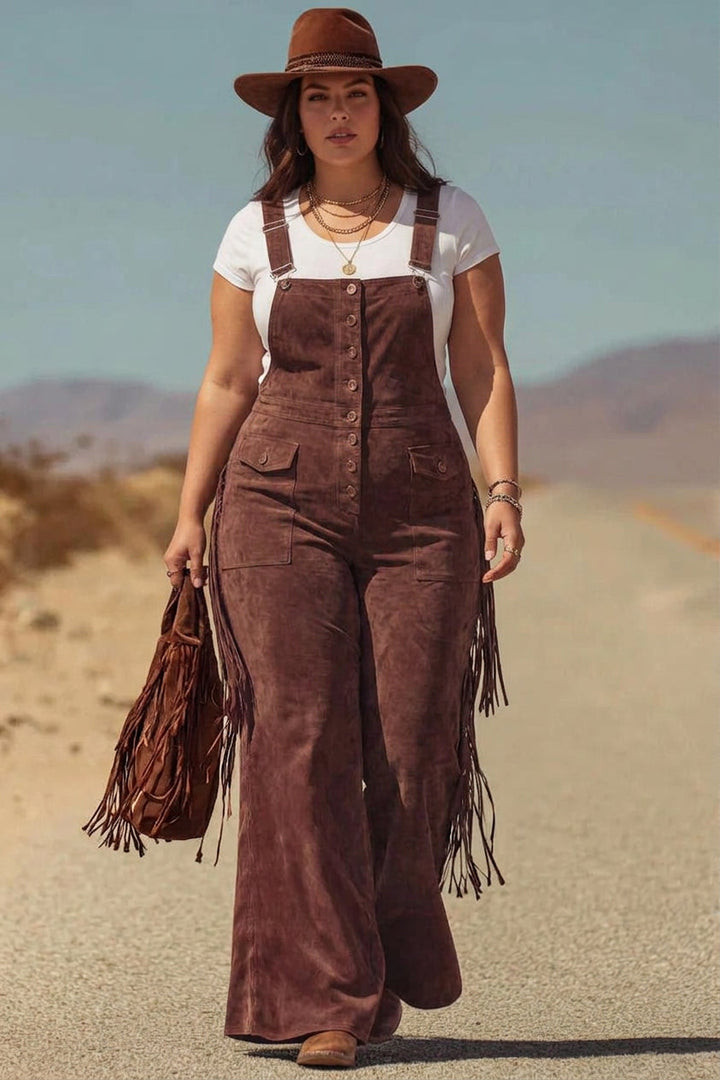 Salma - Boho Micro-Suede Overalls