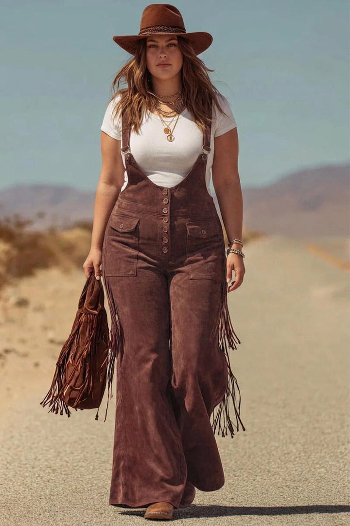 Salma - Boho Micro-Suede Overalls