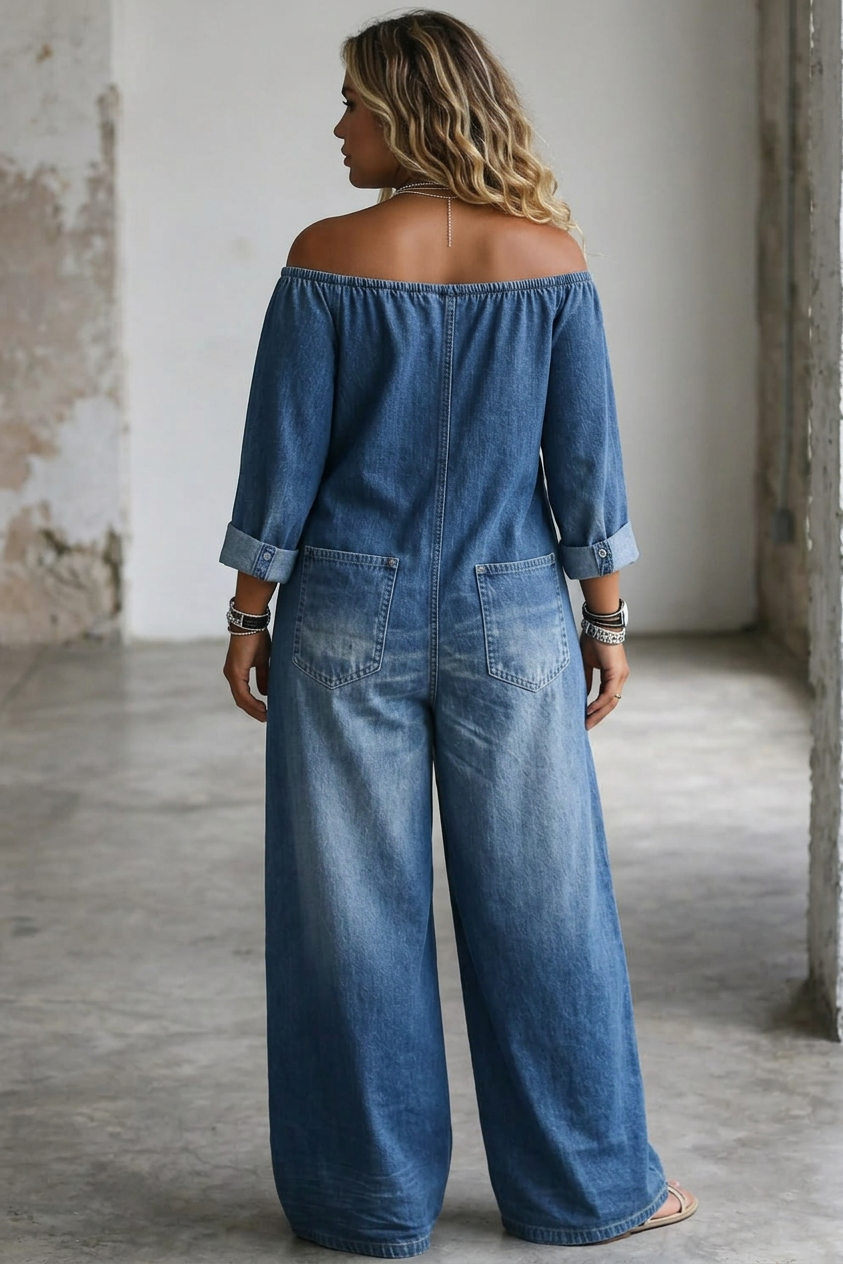 Zelda | Off Shoulder Lange Mouw Jumpsuit
