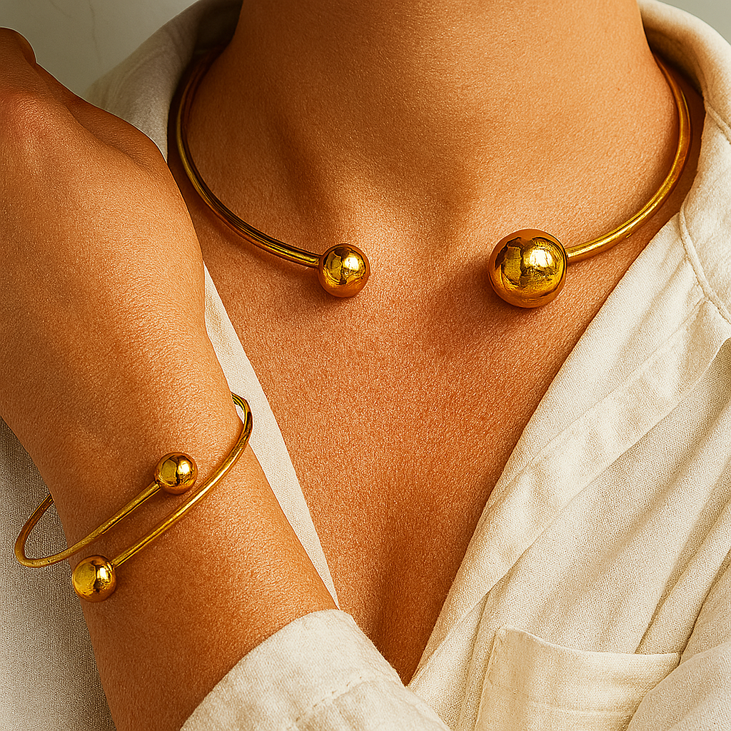 Rui Glow Halsband &amp; Manchet Armband Set | Goud