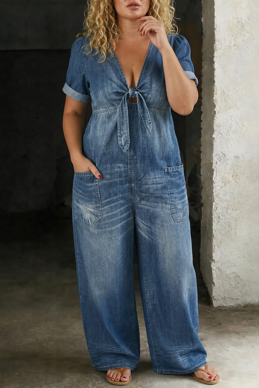 Nerissa | V-hals Korte Mouw Jumpsuit