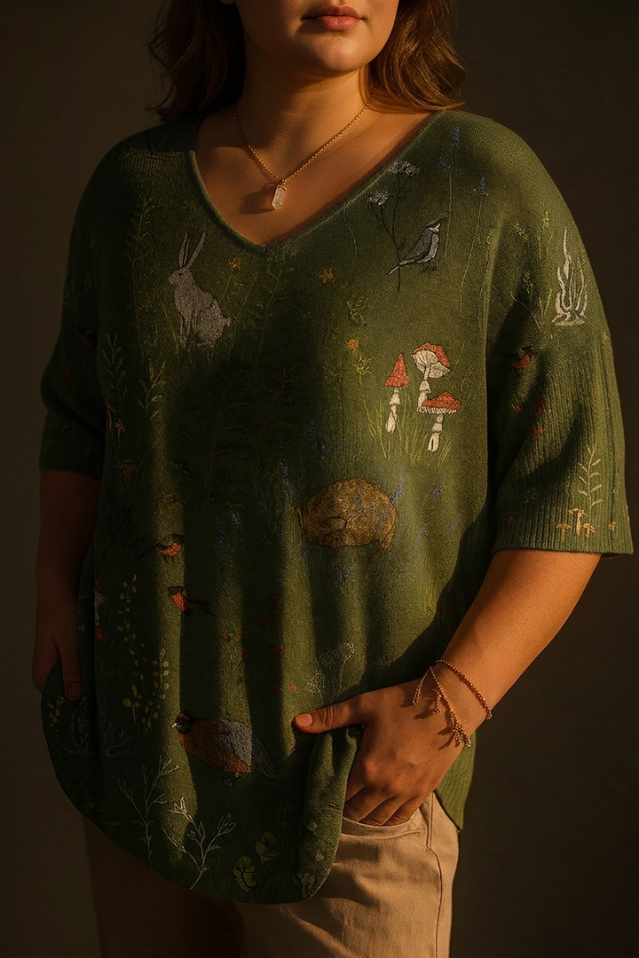 Fauna En Dieren Herhaalpatroon Gedrukt Vrouwen Casual Pullover Brei