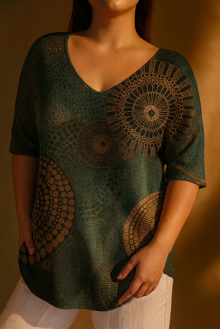 Vrouwen Vintage Cirkel Totem Abstracte Geometrie Casual Pullover Brei