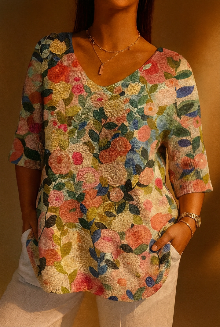 Juniper Spring Floral Garden Gedrukte Dames Casual Pullover Trui
