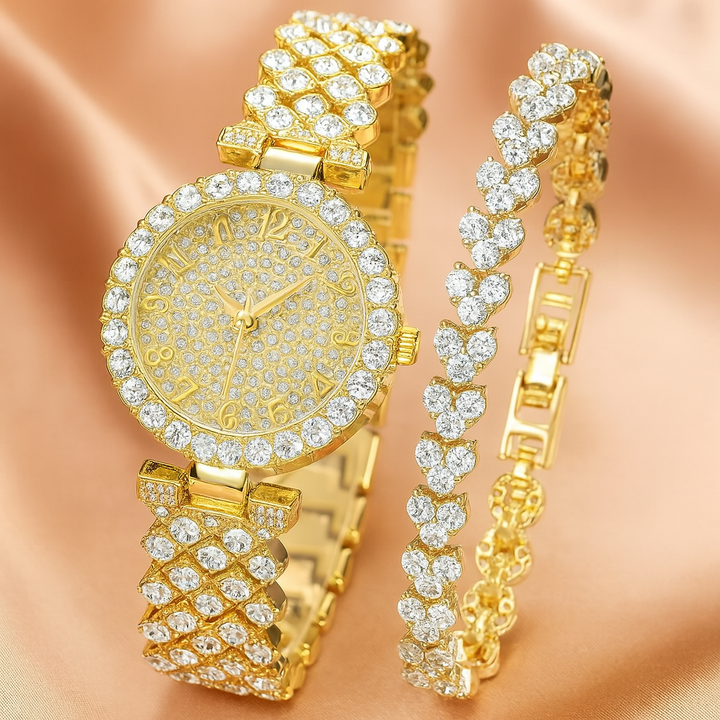 Luxe Radiance Gouden Horloge &amp; Armband Set | Goud