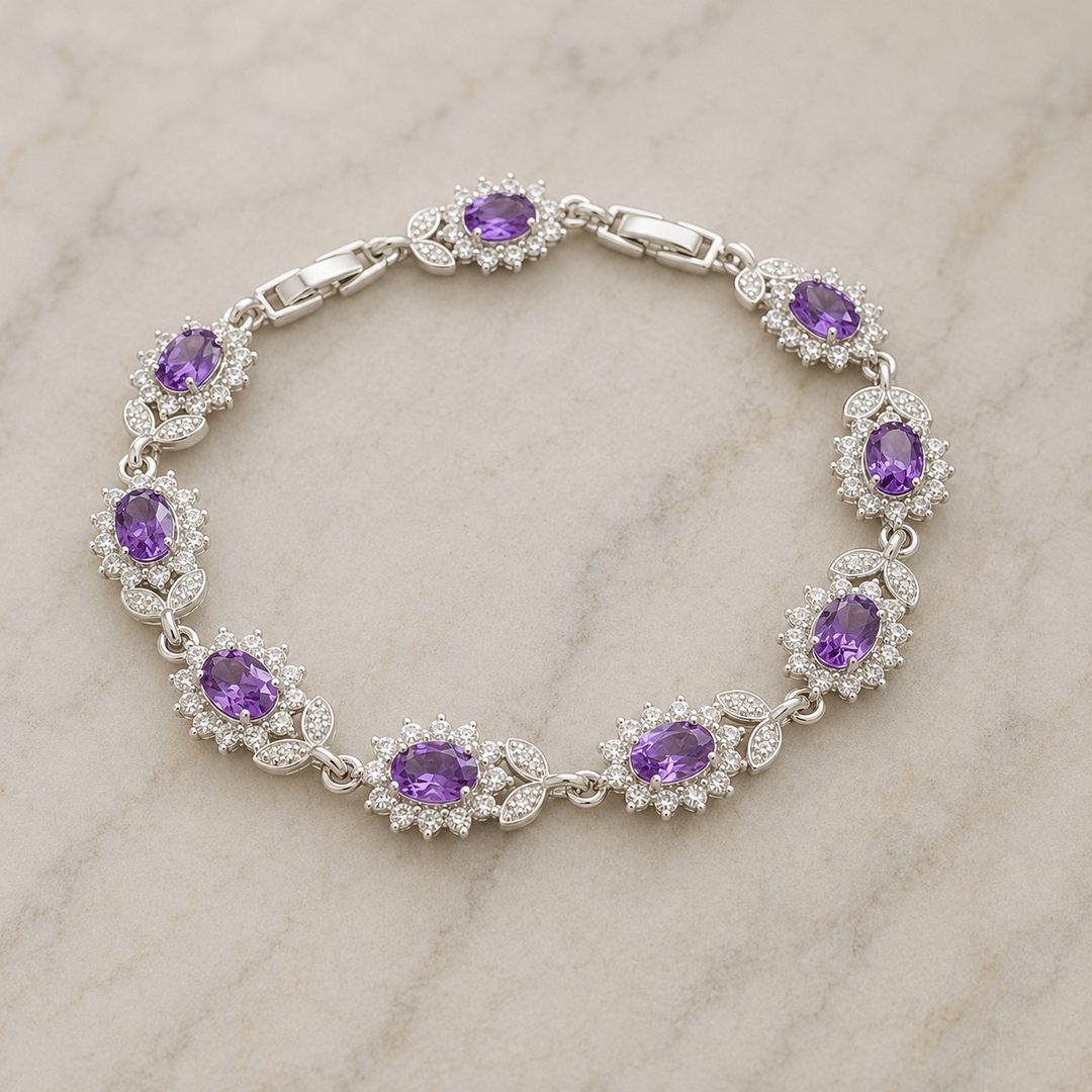 Solene Violetthorn Armband | Wit Goud