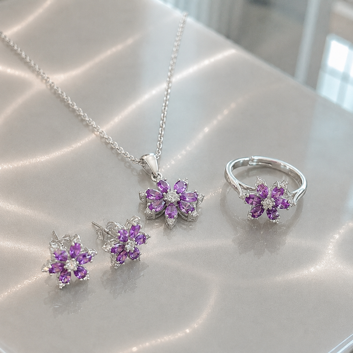 Marlowe Bloom Sieraadset | Wit Goud