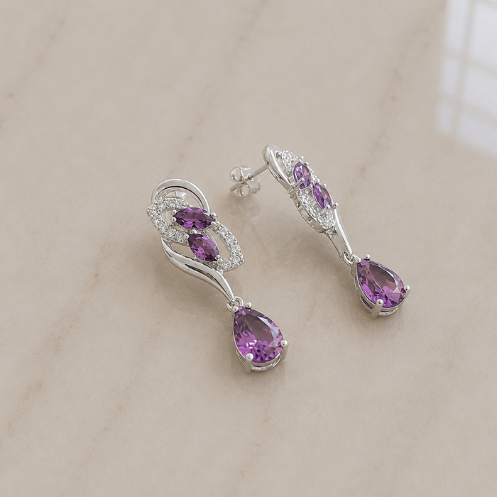 Parel Glans Dangle Oorbellen | Wit Goud