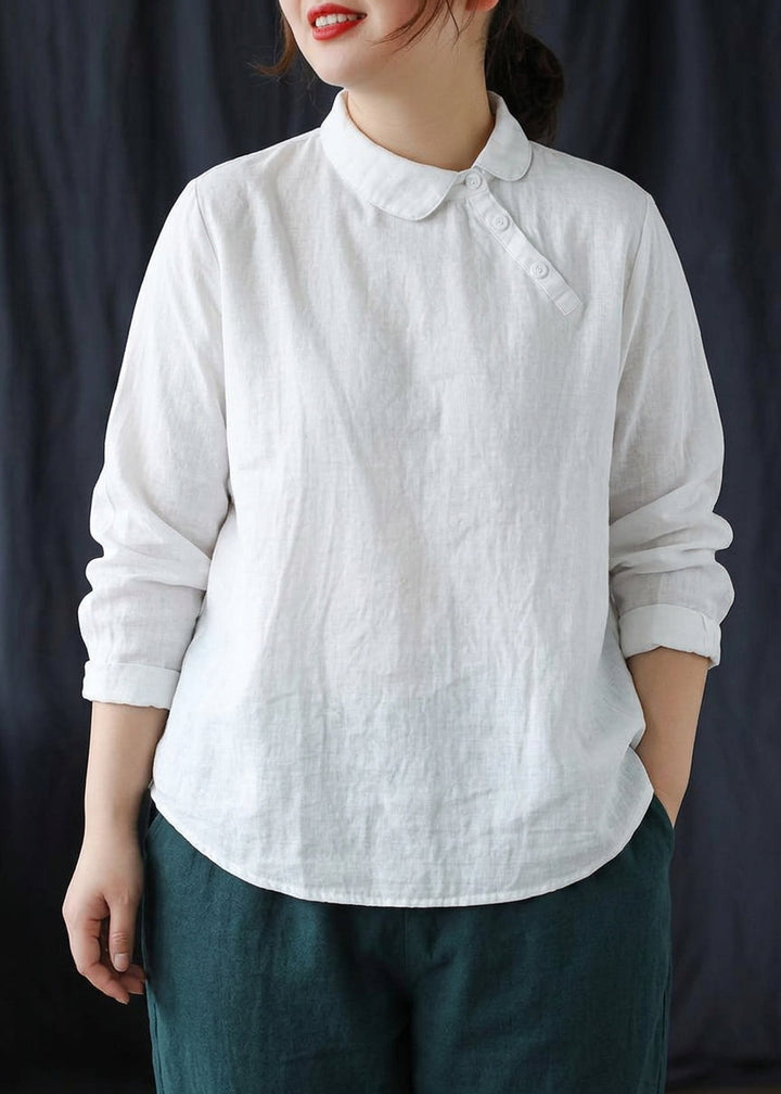 Briony - Chique Witte Kleding Kraag Knop Blouses voor de Lente