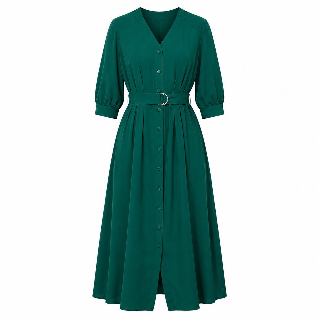 Clemence | Perfecte Maxi Jurk met Knopenfront voor de Feestdagen