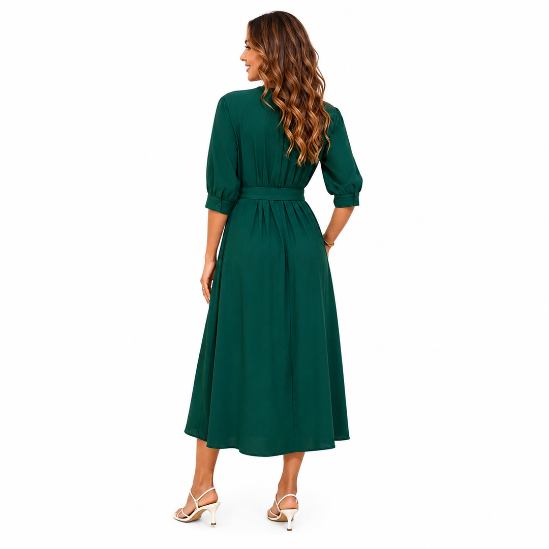 Clemence | Perfecte Maxi Jurk met Knopenfront voor de Feestdagen