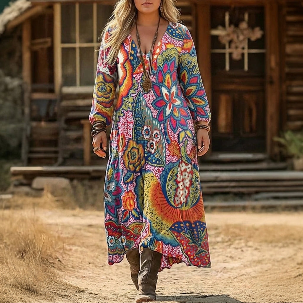Solene | Vintage-geïnspireerde Lange Mouw Casual Jurk