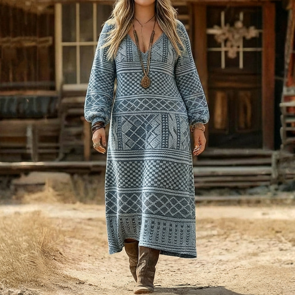 Nell | Vintage-geïnspireerde Casual Jurk met Lange Mouwen