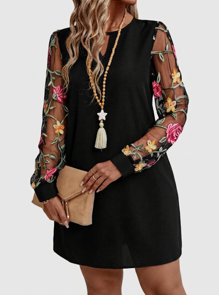 Tamsin – Elegante V-Hals Bloemen Mini Jurk