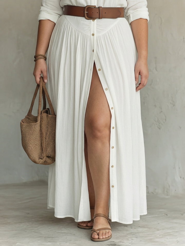 Lange Maxi Jurk met Ingesneden Kraag en Lange Mouwen voor Vrouwen