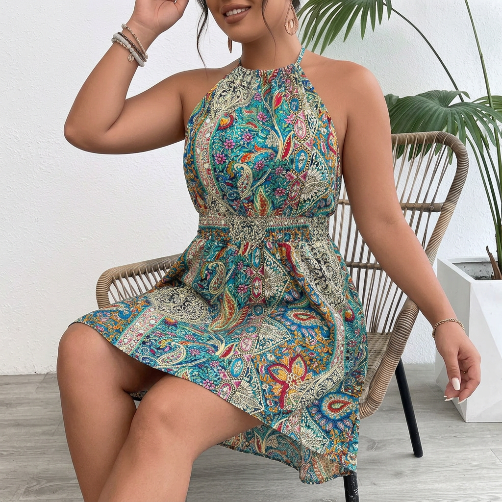 Edith | Boho Print Fit-and-Flare Jurk